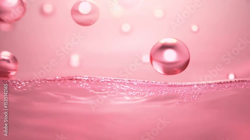 Pink cosmetic atoms descend absorb glowing skin diagram illustrating serum efficacy sleek K animation great skincare explainers pharmaceutical ads