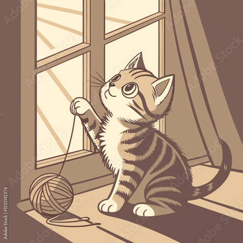 funny cat playing string