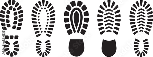 Collection of various black boot prints