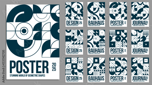 Bauhaus covers design, vector set geometric patterns abstract backgrounds collection, design templates for flyers, booklets and advertising, retro construct style graphics.