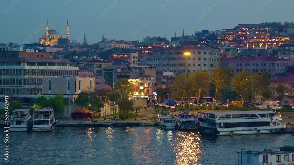 Cityscape of Istanbul, Turkey, view to the Golden Horn Bay and architecture of city and ships and Bosphorus shore against the sunset sky
Cityscape of Istanbul, Turkey, view to the Golden Horn Bay and architecture of city and ships and Bosphorus shore against the sunset sky