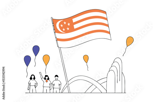 Singapore national day celebration design august 9th commemorative artwork