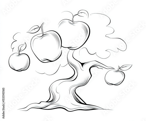 A fruit tree with apples , ...
