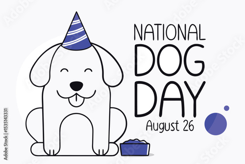 Happy dog wearing a party hat for national dog day vector graphic