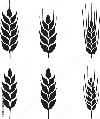 Wheat and Barley Silhouette Vector Set | Agriculture and Farming Icons

