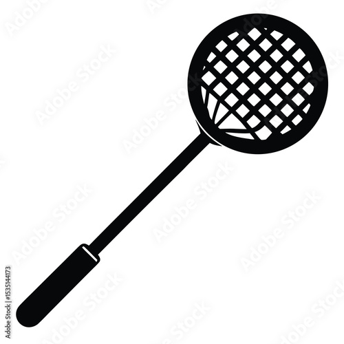 Silhouette illustration of a kitchen skimmer tool on a white background ready for use.