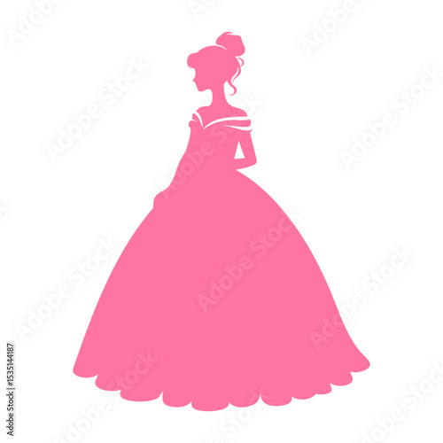 Pink Silhouette of Woman in Ball Gown