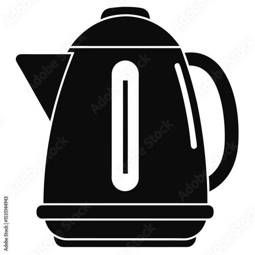 Simple black and white illustration of a modern electric kettle for kitchen appliances