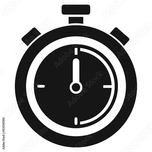 Simple black and white stopwatch illustration measuring time and countdown with precision