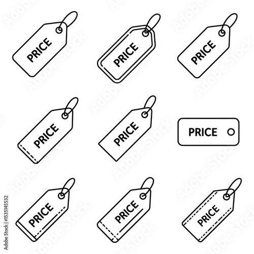 Shipping and Packaging Icon Set in Line Art and Includes Boxes, Labels, Tags, and Parcel Vectors for Delivery, E-commerce, Logistics, Warehousing, and Supply Chain Concepts