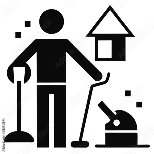 Symbolic illustration of home cleaning and maintenance representing domestic chores and housekeeping