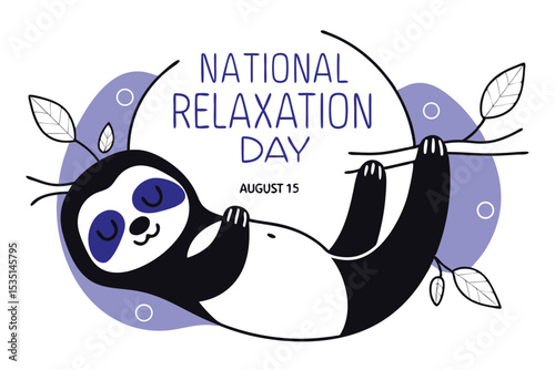Cute sloth wearing a bra national relaxation day vector graphic design