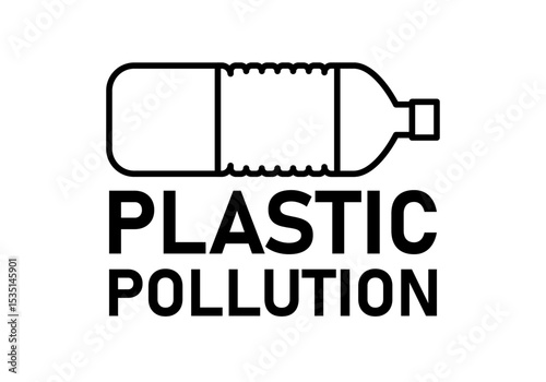 Icono negro de contaminación de plástico con botellas
