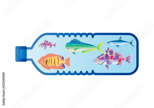 Botella de plástico con peces dentro