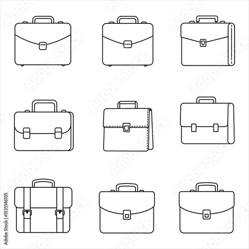 Line Art Briefcase Illustrations Various Styles Black and White Portfolio Bags vector Vector Illustration for Design, Business, and Stock Platforms