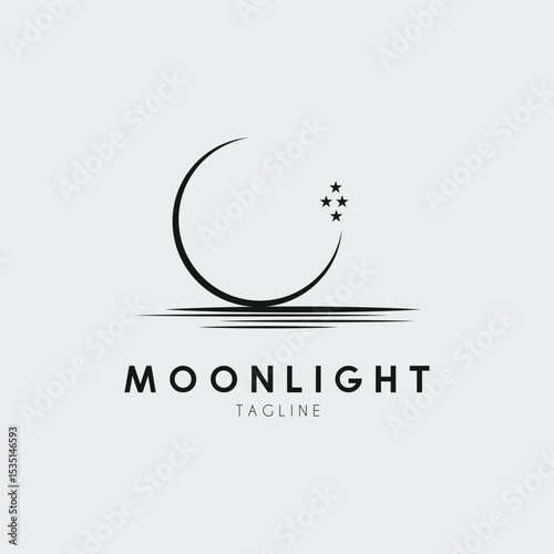 moonlight and star logo vector illustration design