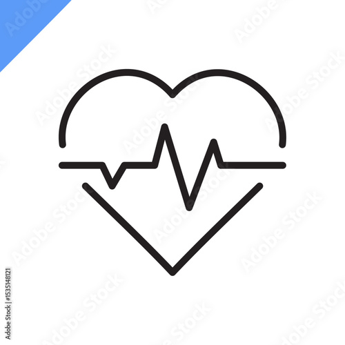 Pulse linear icon. Heartbeat / Medicine / Cardiogram / Heart / Healthcare sign. Editable stroke. Vector illustration. Flat design.