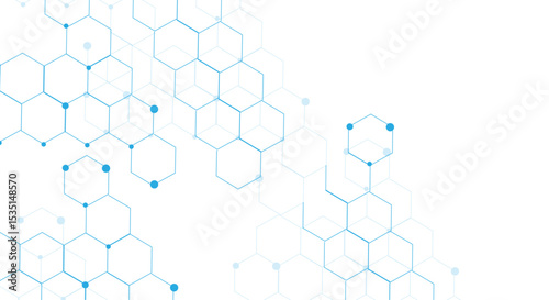 Science background hexagon design,connected dots and lines