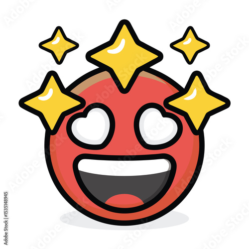 happy face with sparkles emoji from the emotions category, isolated on a white background