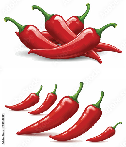 Fresh Red Chili Peppers Isolated

