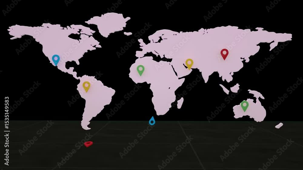 Map Location Pointers Icons 3D Animated Video