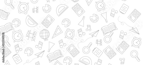 Back to school doodle elements. Vector illustration in line.