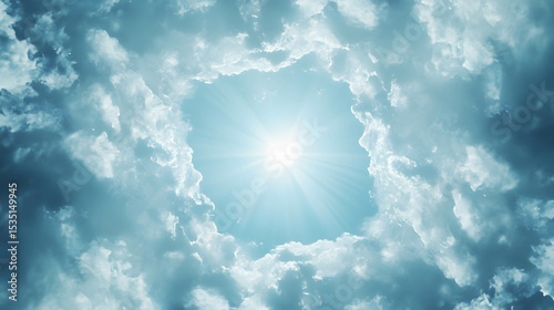 Sunlight Piercing Through Clouds, Creating a Heavenly Halo Effect