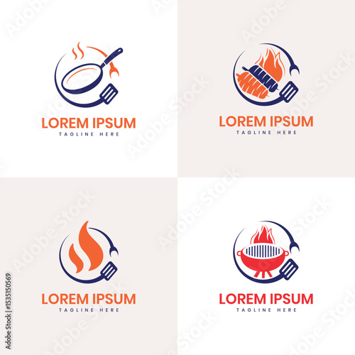 Grill Restaurants logo design for food business steak house bbq foods bbq grill barbeque 