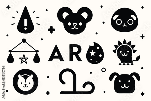 Adorable collection of cute zodiac astrology signs vector illustrations