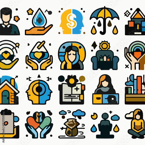 Emotional Wellness Symbols – Clean Vector Style