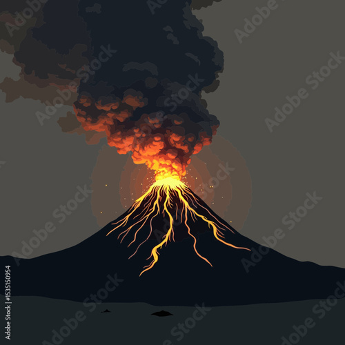 Fiery Volcanic Eruption A Stunning Illustration of Nature's Raw Power