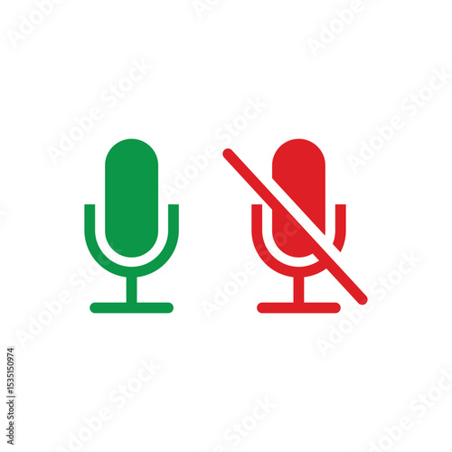 Mute unmute audio microphone flat vector icon template photo