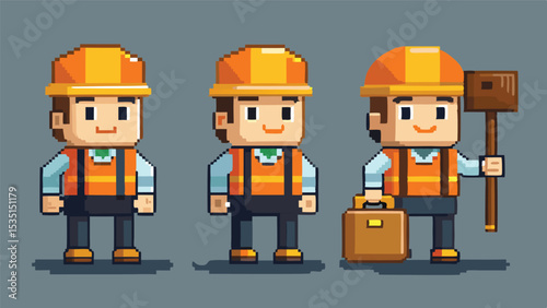 Construction Worker Pixel Art Character