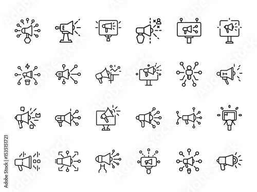 Digital Megaphone Marketing Icons for Promotion, Advertisement, Social Media Campaign, and Communication Strategy Design