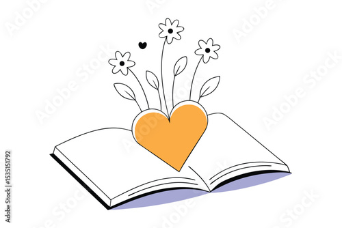 Open book with floral design illustration colorful vector graphic of an open book adorned with flowers