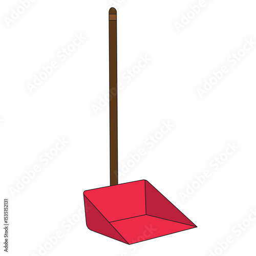 Illustration of a Red Plastic Dustpan