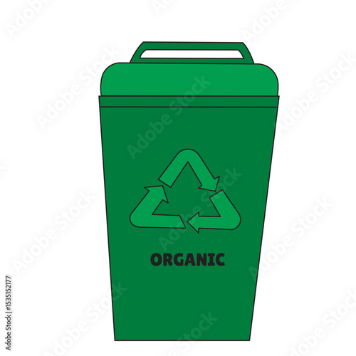 Illustration of Green Organic Waste Recycle Bin