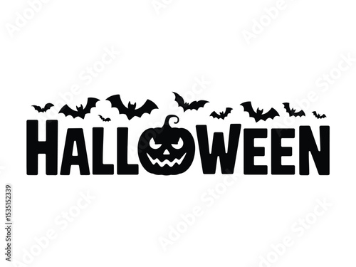 Halloween Party Vector Design: Pumpkin, Witch, Spiders and Bats