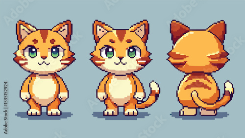  Pixel Character of Cute Cat 