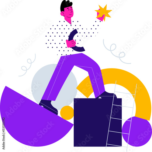 Hand-drawn cartoon flat vector illustrations, suitable for business office, shopping in malls, education and learning, and technological life