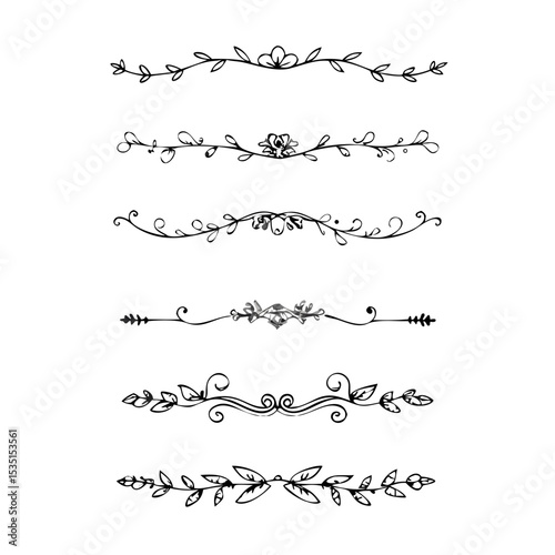 Text dividers. Vector typographic line divider set, retro book ornate bumpers, vintage text separators
