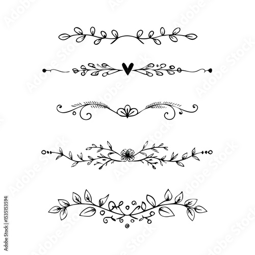 Text dividers. Vector typographic line divider set, retro book ornate bumpers, vintage text separators
