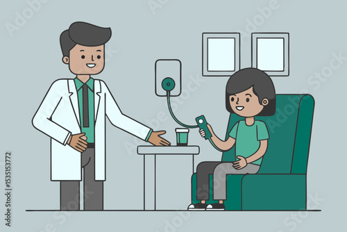 Doctor Administering Medication to a Patient Healthcare Illustration