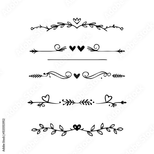 Classic line separators. Flourishes decorative dividers, book embellishment decoration ornaments, vintage vector text calligraphic boarders. text dividers doodle set. Wedding decorative elements.
