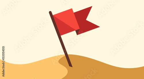 Red Flag in Desert Sand A Simple Illustration