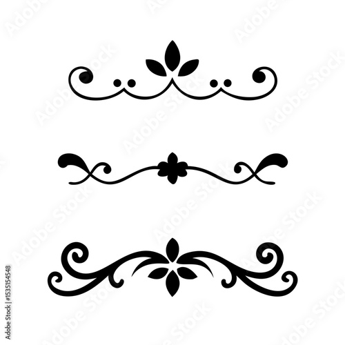 text dividers doodle set. Wedding decorative elements. Divider ornament, borders, floral, vintage line separators. Hand drawn vector illustration isolated on white background. Set page dividers.
