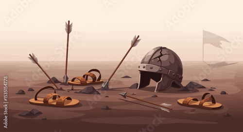 Fallen Warrior Ancient Battleground Illustration
