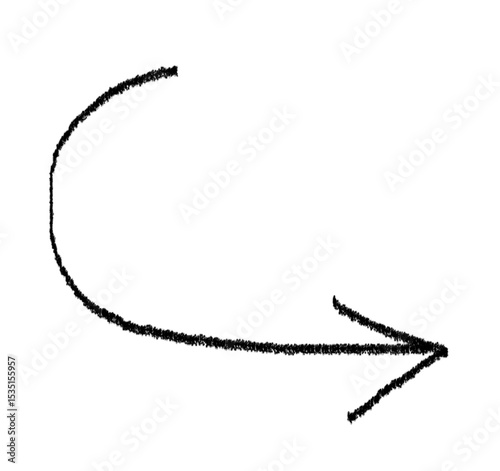 Doodle emphasis arrow vector icon. Design grunge arrow, grunge brush line, curve wave.