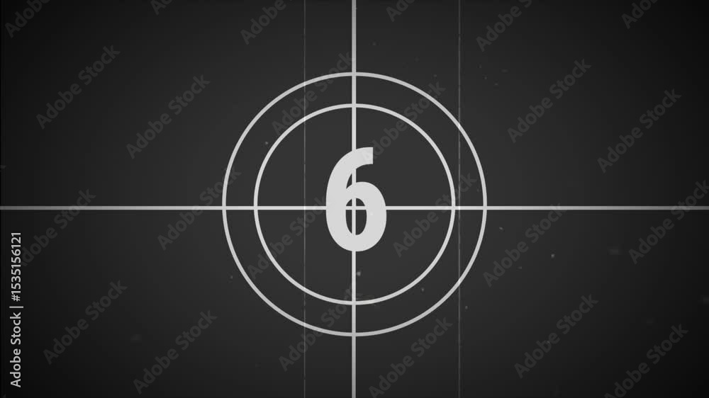 10 seconds old film countdown animation with black background. Countdown movie from 10 to 0 number.  4k footage video animation