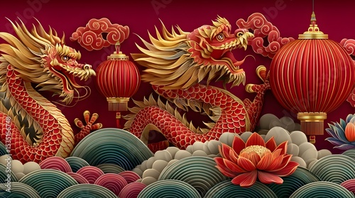 Red lantern festival floral celebration high resolution photo